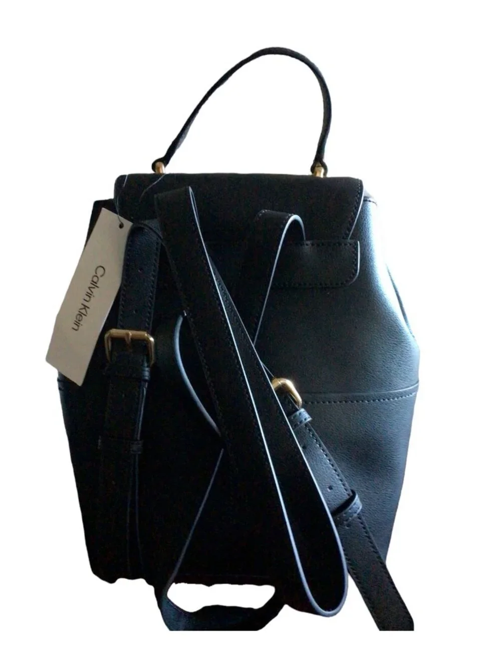 Calvin Klein Backpack Top Handle Flap Back Backpack Black new